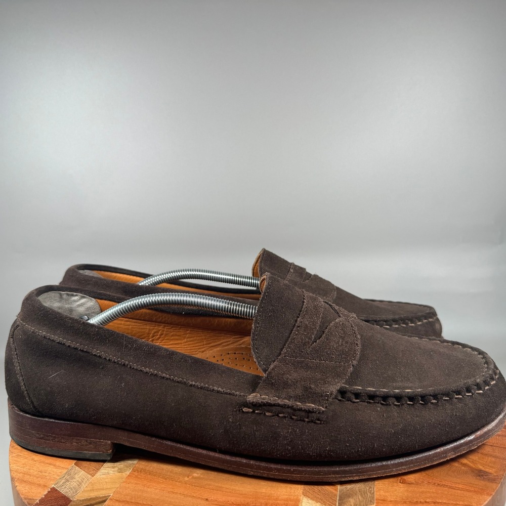 Allen Edmonds Cavanaugh Dark Brown Suede Penny Loafers Mens 14 3E 50022